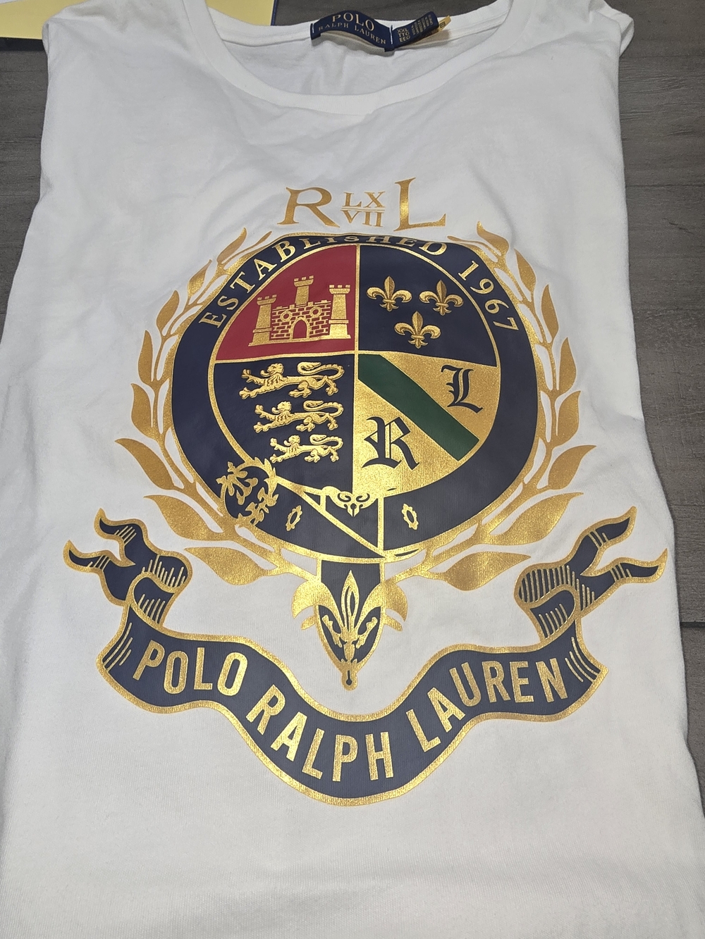 Polo Ralph Lauren White Crest Graphic Tee. Mens XXL